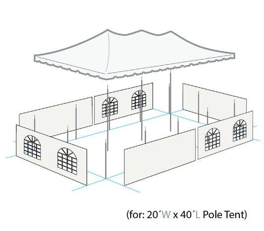 Party Tents Direct 20' x 40' Weekender Canopy Tent with Sidewalls, Easy Up Party Tent for Backyard, Outdoor Tents for Parties, Weddings, Graduations, Banquets, Events, Heavy Duty, PVC White Top