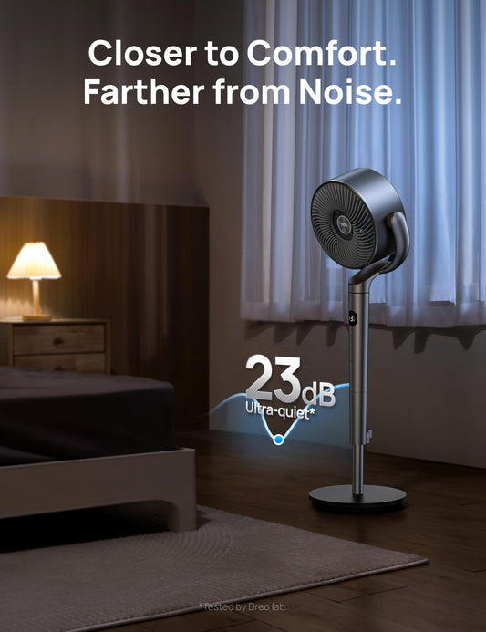 Dreo Standing Fan, 120°+120°Omni-directional Oscillating Fan For Bedroom, 85 ft Circulator With Remote, DC Motor Quiet Pedestal Fans, Adjustable Height, 8 Speeds, 3 Modes, 8H Timer, Home, PolyFan 502