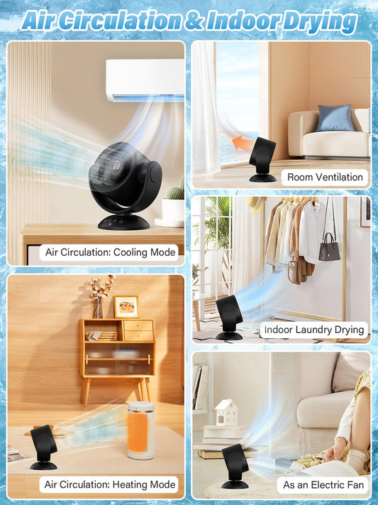 SECHKISS Desk Fans for Bedroom,Air Circulator Fan,90°Vertical +120°Auto Oscillating,100 Speeds, 10H Timer, Quiet Fan,Digital Display Rechargeable USB, with Remote, for Home, Office(Black)