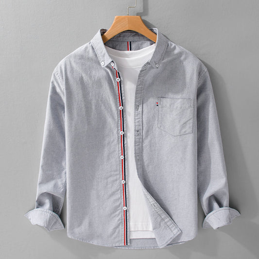 Men's British-style Oxford Long-sleeved Shirt