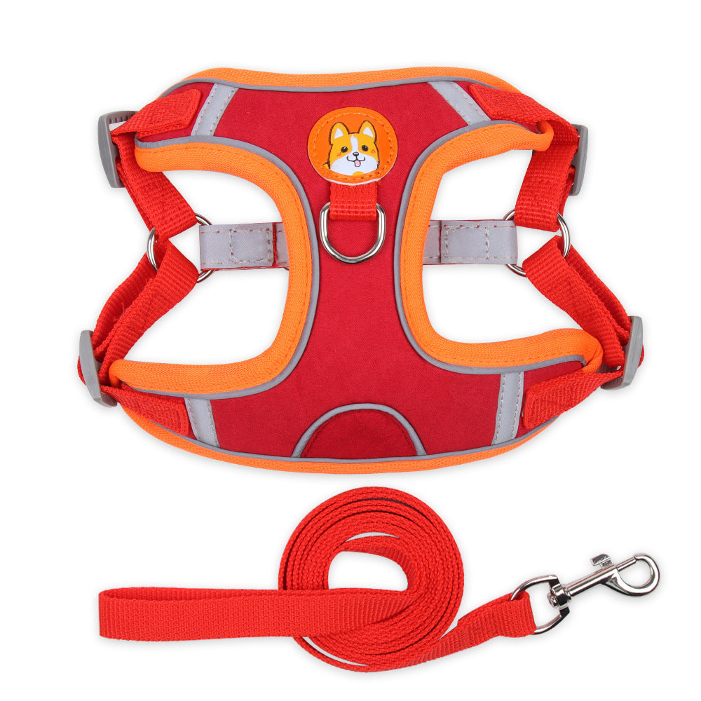 Dog Harness Cat Harness Reflective Dogs Leashs Soft Mesh Chest Strap Red