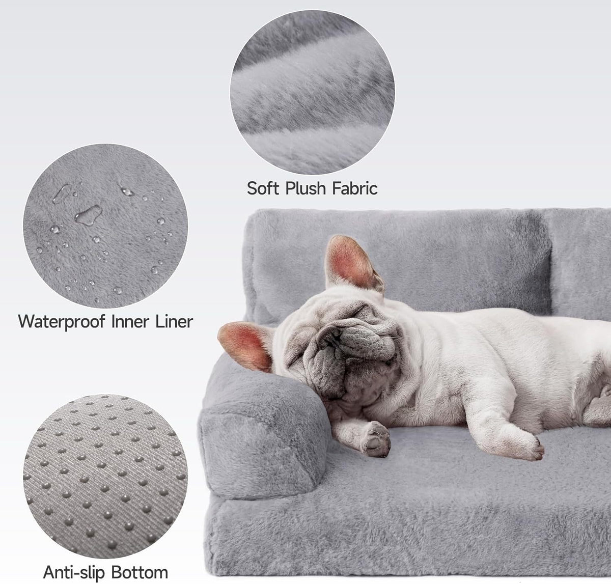MEWOOFUN Orthopedic Dog Bed For Medium Dogs - Waterproof Pet Sofa With Supportive Foam, 35.4x25.6x11.8 Inch Washable Cover & Non-Slip Bottom, Grey