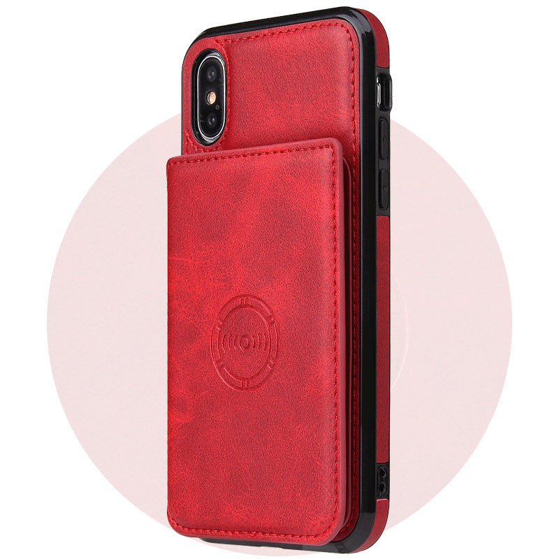 Card wallet leather case phone case Red
