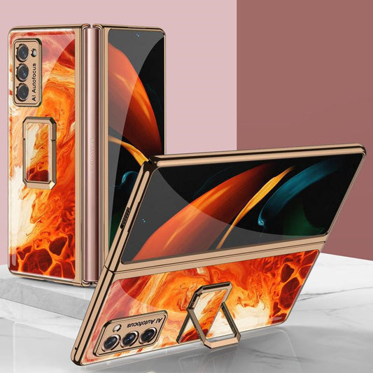 Folding Vertical Clock Phone Case Full Inclusive Personality Male Agate red SM Galaxy Z Fold2