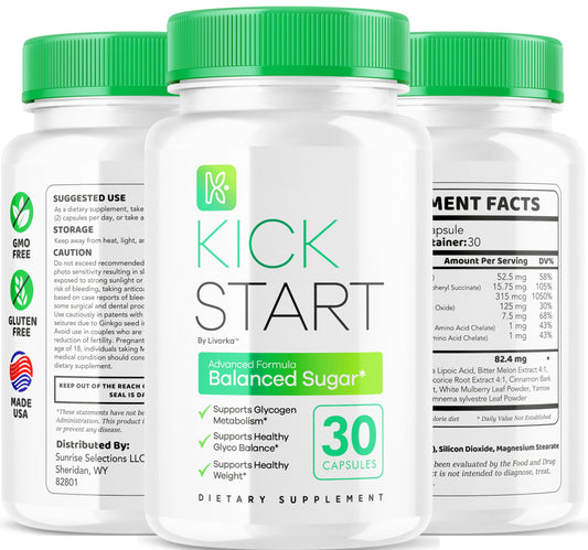 (2 Pack) Kick Start Glyco Optimizer Capsules, Kickstart Glycol Supplement Support Pills Premium - All Natural Advanced Formula, Kickstart Vitamin to Promote Energy & Health, 60 Capsules for 2 Months