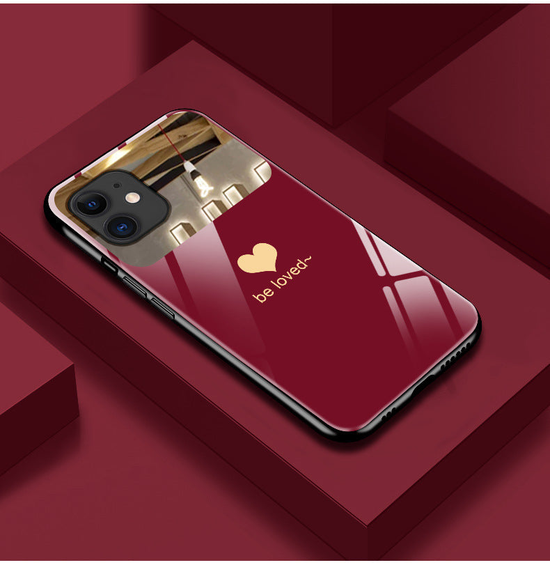 Fashion Beauty Makeup Mirror Phone Case Wine Red Love money