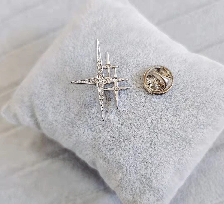 Retro Camellia Zircon Needle Silvery