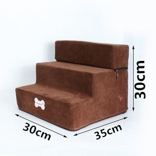 Pet Stairs Steps Cat And Dog Climb Stairs 3 Stairs Pet Bed Stairs Coffee 30x35x30cm