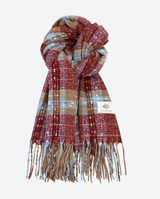Autumn And Winter Warm Versatile Atmosphere Christmas Red Grid Scarf For Women