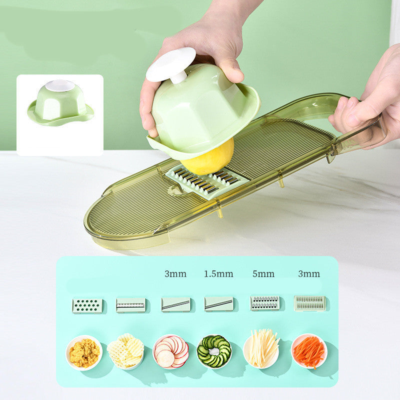 Multifunction Transparent Vegetable Cutter Steel Blade Potato Slicer Fruit Shred Dicing Blades Carrot Cheese Grater Chopper Kitchen Gadgets Veneer cutter 6blades