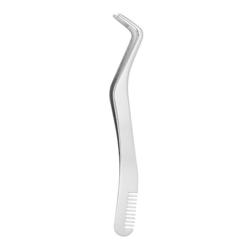 Eyelash With Comb Aid Metal Tweezers Beauty Tools Silver