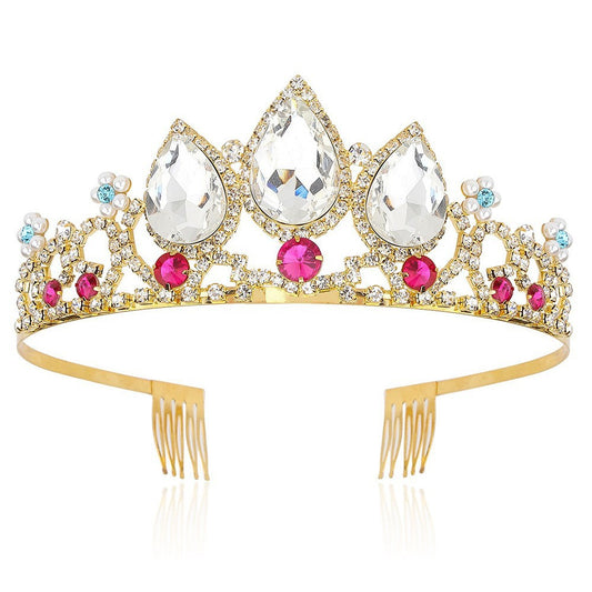 Crown Hair Ornament Water Drop Decoration Crown Girl Rhinestone Hairpin