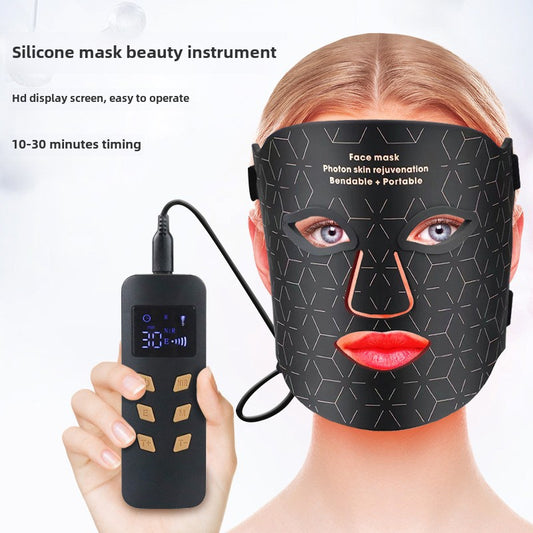 Silicone Mask Photon Mask Instrument Face Color Light Home Skin Tender LED Beauty Mask Home Large Row Light