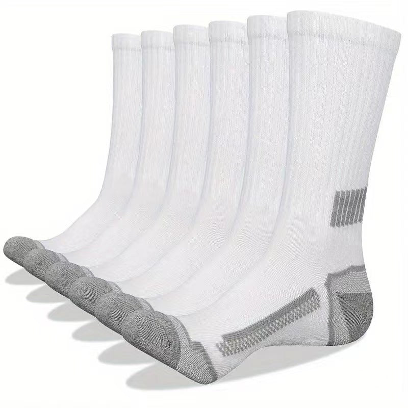Men's Simple Basketball Mid-calf Socks White 42To47