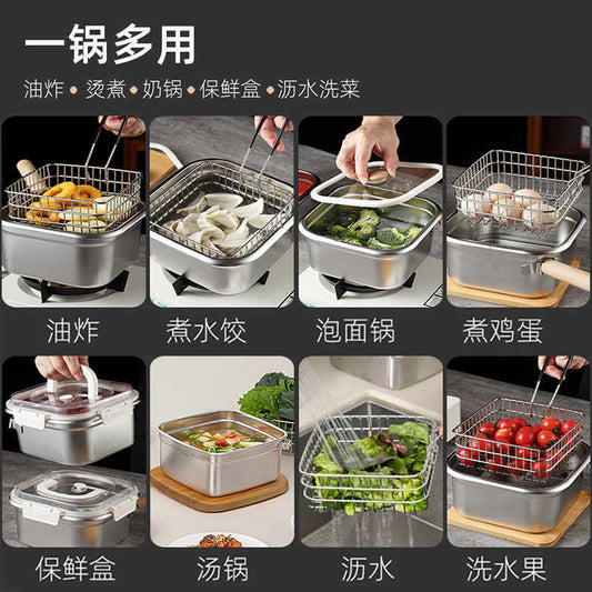 Cross-border Stainless Steel Fryer Household Small Fryer Outdoor Multi-functional Portable Fryer For Gas