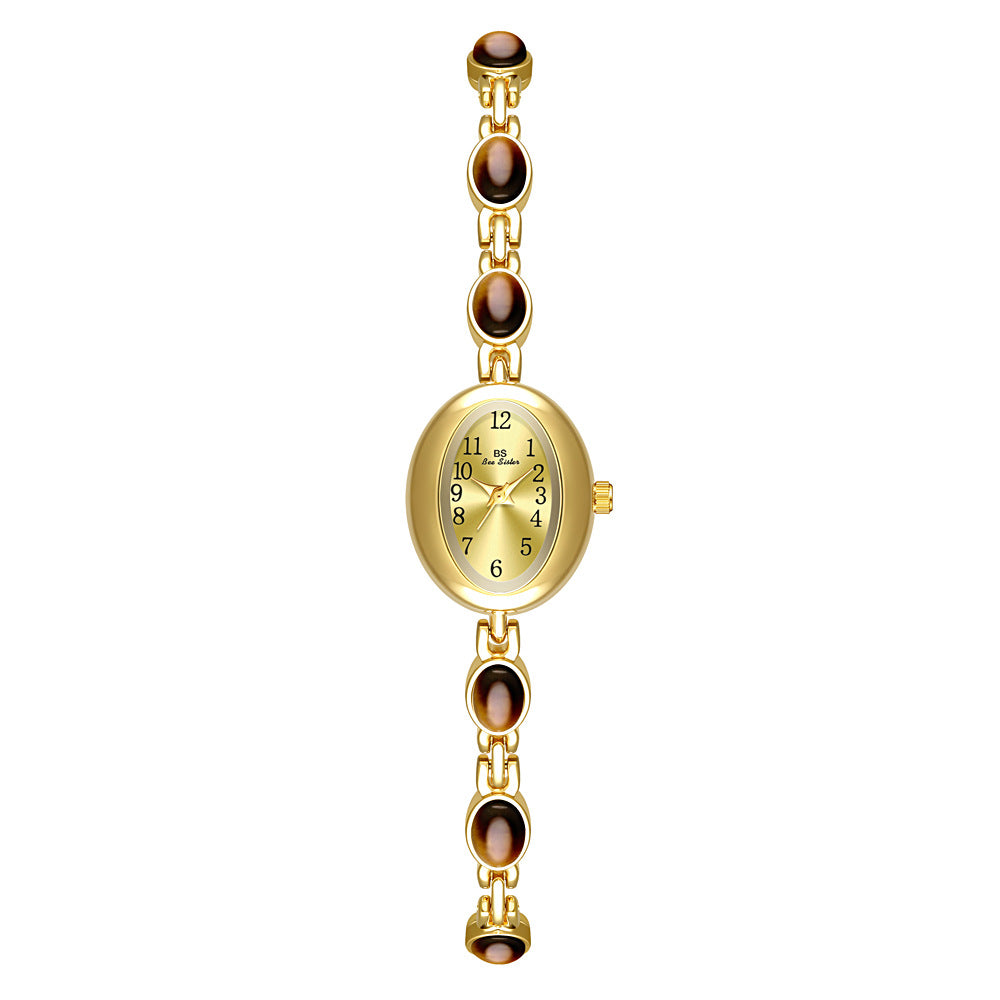 Natural Jade Multi-treasure Bracelet Fu Lu Shou Tigereye Vintage Gold