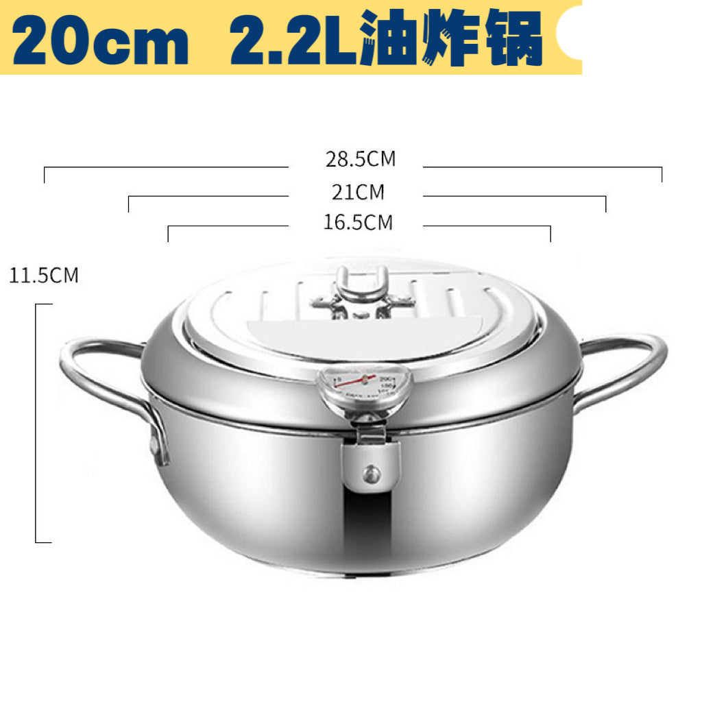 304 Stainless Steel Fryer Tempura Fryer Household Temperature Controlled Fryer Fuel Saving Source Manufacturer With Strainer 304#20cm fryer 20 pieces 1 box