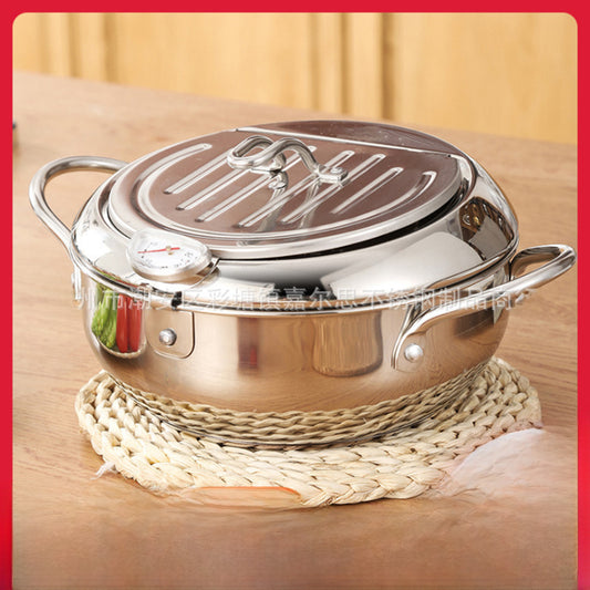 304 Stainless Steel Fryer Tempura Fryer Household Temperature Controlled Fryer Fuel Saving Source Manufacturer With Strainer