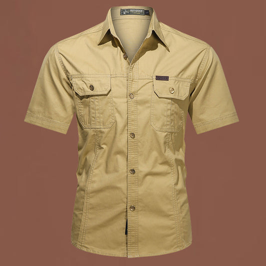 Workwear Short Sleeve Cotton Work Clothes Shirt Outdoor Loose Men's Shirt