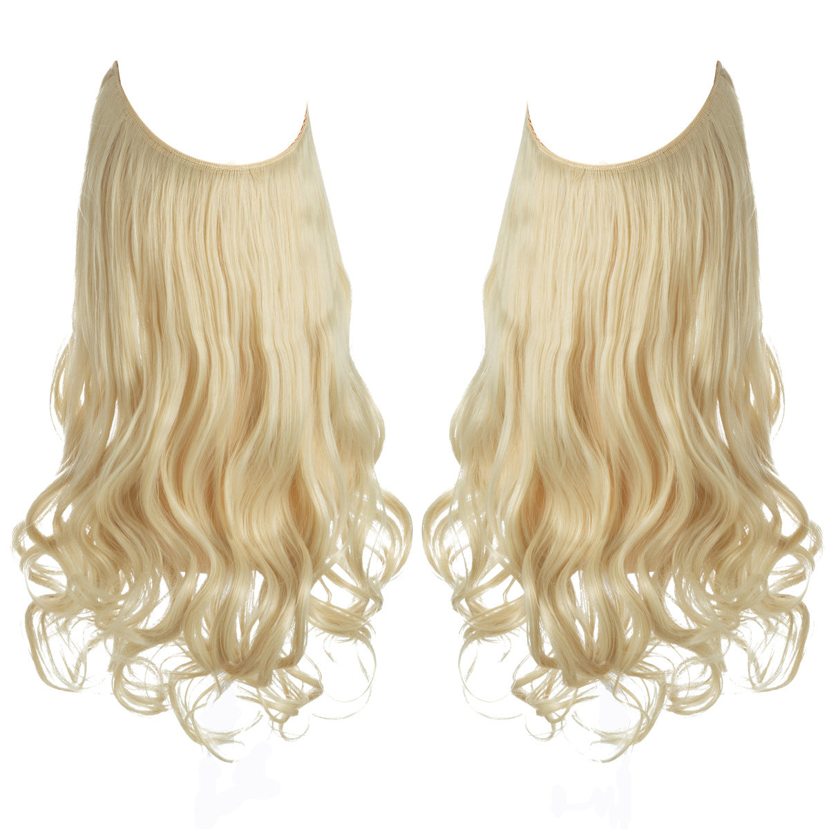 European and American wig one-piece hair quantity multiple U-shaped hair extension female fishing line wig invisible natural long curly hair 613#