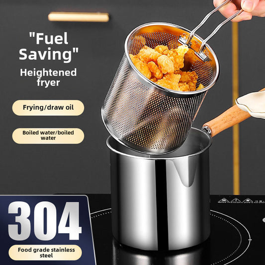 304 Stainless Steel Fryer Household Kitchen Fuel-Saving Mini String Deep Pot Multifunctional Cross-Border Fryer With Filter