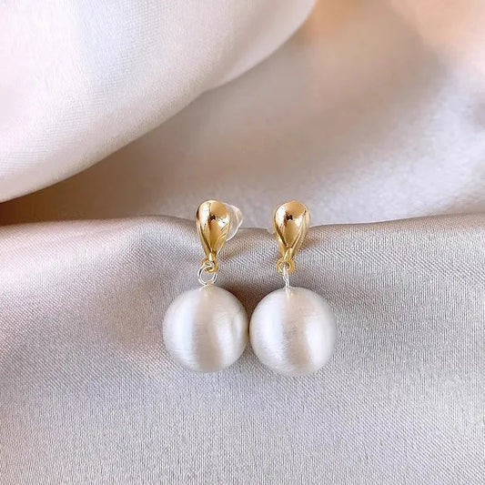Bead Brushed Ear Studs Minority Fashion