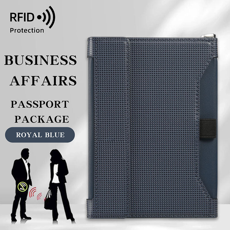 Anti-theft Swiping Stylish And Versatile Large Capacity Passport Case Sapphire Blue 14x11x1.5cm