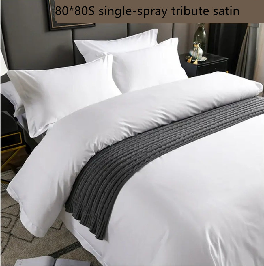 Hotel Four-piece Cotton Bedding 80x80S single spray satin