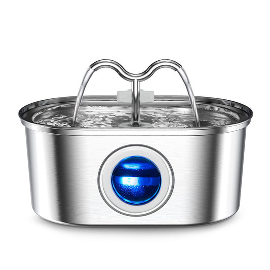 Pet Water Dispenser Stainless Steel Cat Elliptical wave double mouth