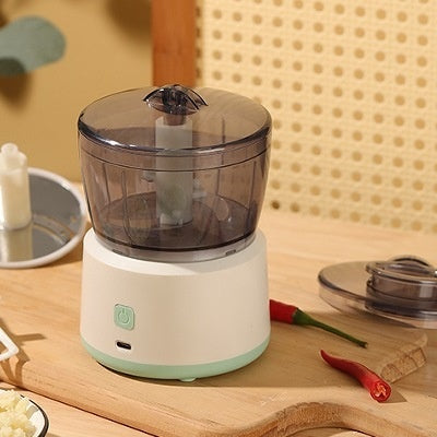 Mini Meat Grinder Household Electric Small Mixer Mincing Machine Automatic Multi-function Filling Intelligent Cooking Machine Second Generation White USB Rechargeable English