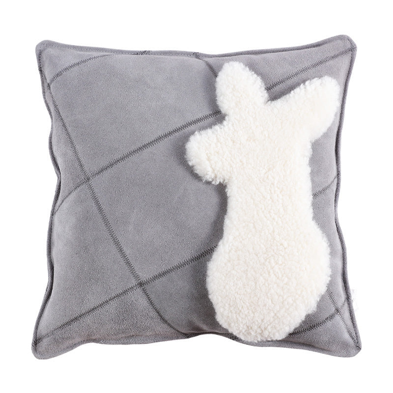 Dog Cartoon Wool Cowhide Pillow H 45x45cm