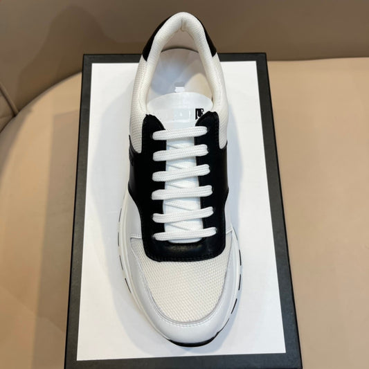 Casual Sports Thick-soled Breathable Color Matching Korean Style Simple Men's Shoes Black and white