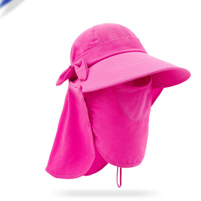 Sun Hats For Women Summer Sun Visor Hat With Big Heads Wide Brim Beach Hat Omnibearing UV Female Caps Face Neck Protection Rose Red