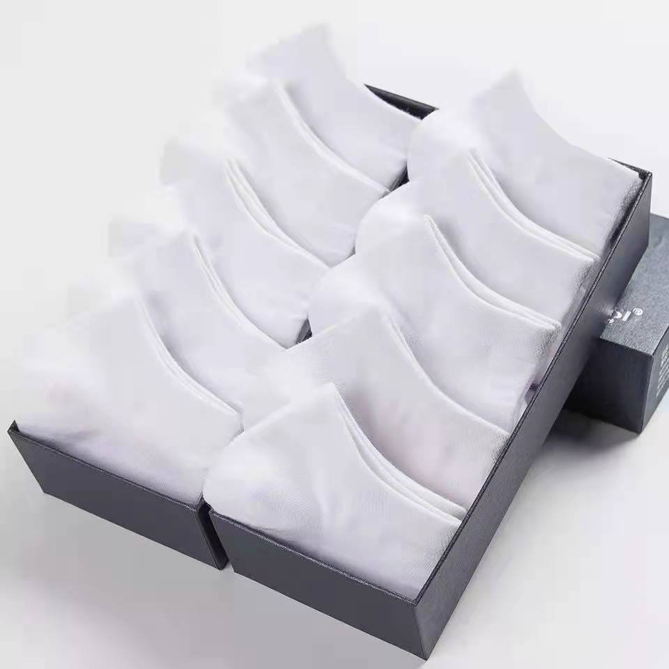 Solid Color Men's Black And White Grey Ship Socks White One size
