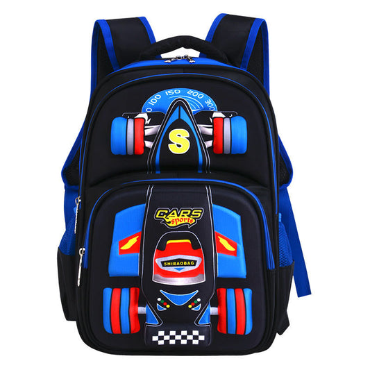 Three Dimensional Car Boys Primary School Trolley School Bag Blue