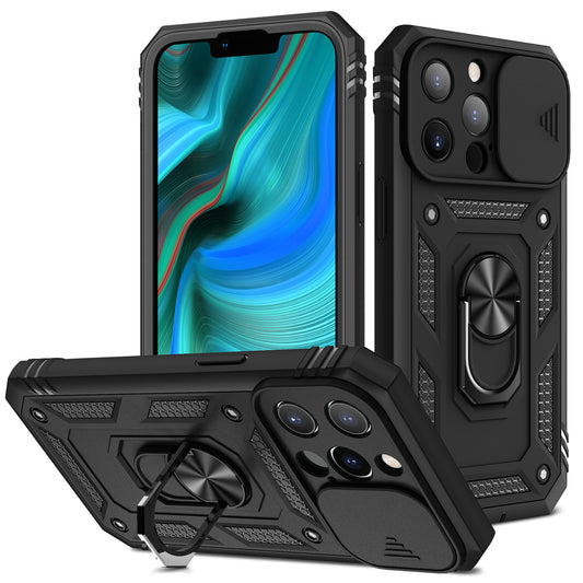 New Magnetic Mobile Phone Case With Sliding Window Bracket Black black