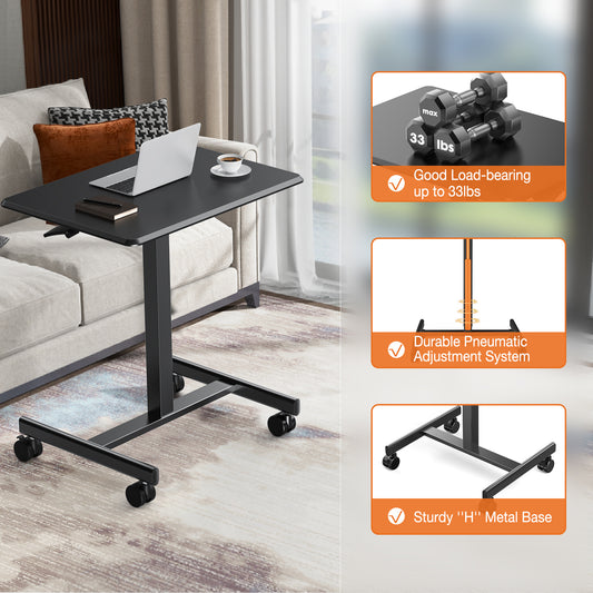 Adjustable Rolling Desk Laptop Computer Cart For Home Office Classroom Overbed Table