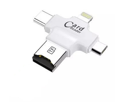 Four-In-One Multi-Function Mobile Phone Card Reader White