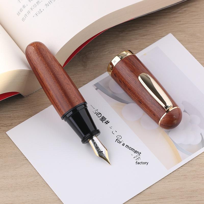 Solid Wood Ink Pen Fine Tip Cute Chubby Short Pen Sandal Wood