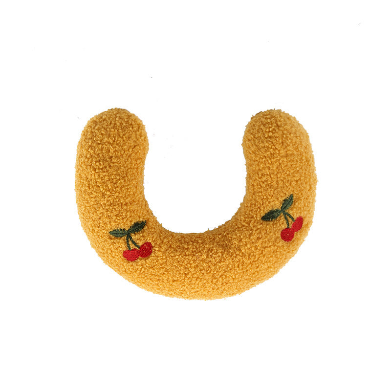 Pet Dog Cat Protect Cervical Spine Deep Sleep U-shape Pillow 26X17CM Yellow