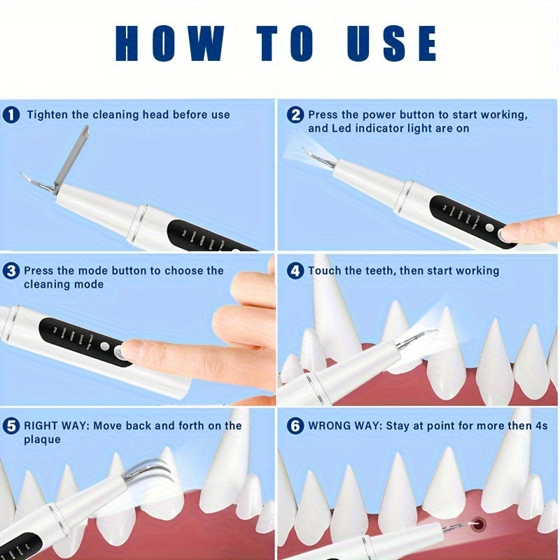 Electric Tooth Cleaner For Pets Removes Stains And Stones From Teeth With 2 Cleaning Heads USB Charger Care Kit To Protect Teeth And Gums