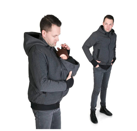Two in one multifunctional kangaroo dad sweater Dark grey