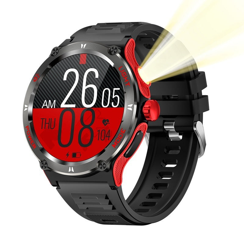 Smart Watch LED Lighting Outdoor Sports Waterproof Health Monitoring Red And Black