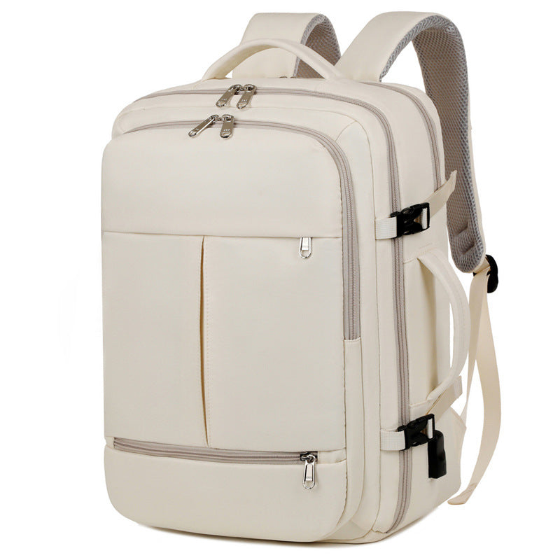 Large Capacity Backpack For Women Men Multiple Pockets And Zippers Versatile Computer Bags Business Travel Backpack White