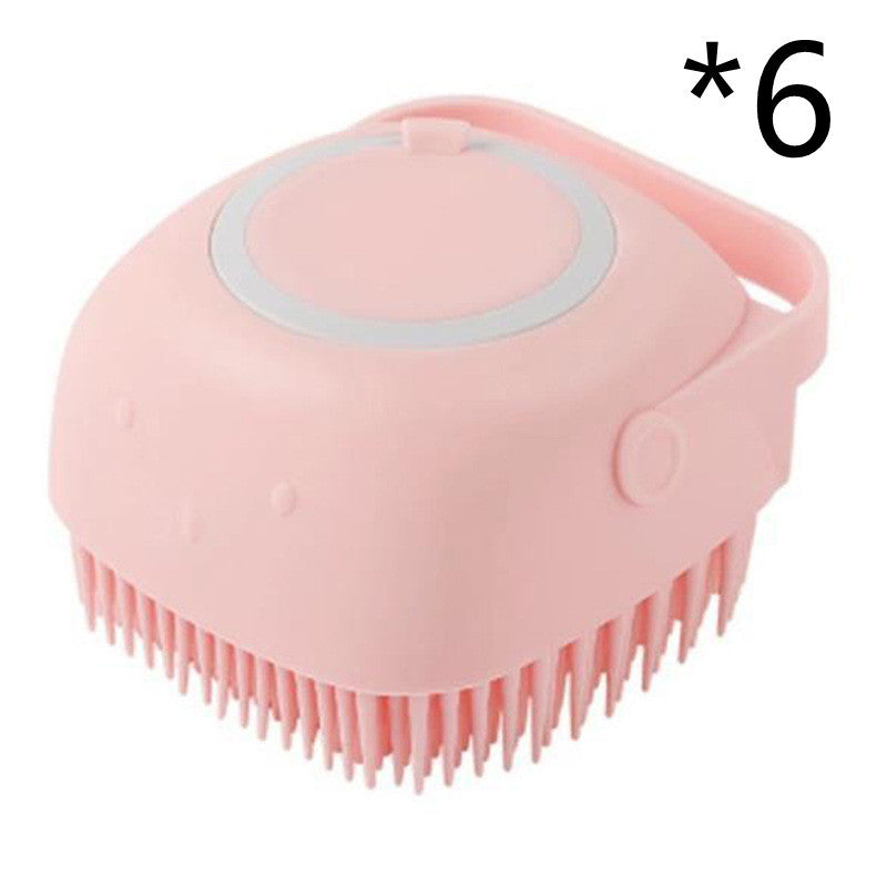 Silicone Dog Bath Massage Gloves Brush Pet Cat Bathroom Cleaning Tool Comb Brush For Dog Can Pour Shampoo Dog Grooming Supplies Pink 6pcs square