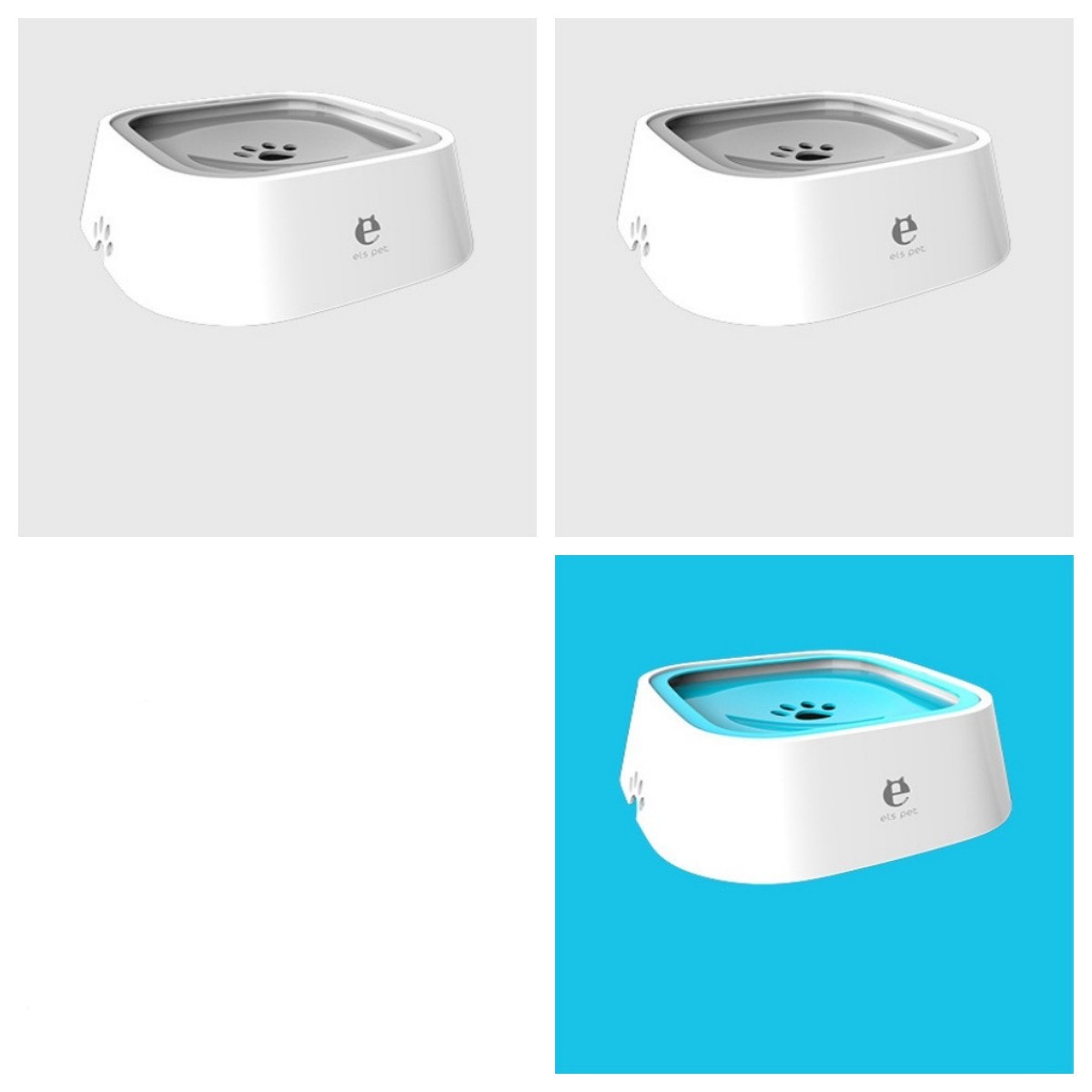 1.5L Cat Dog Water Bowl Carried Floating Bowl Anti-Overflow Slow Water Feeder Dispenser Pet Fountain ABS&PP Dog Supplies 1Blue2Grey