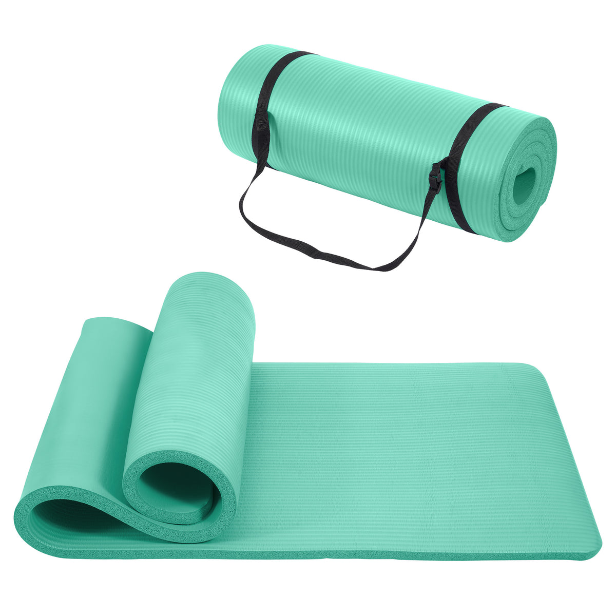Only Supports Self Pickup Yoga Mat, One Inch Thickened High-density Practice Mat, Tear-resistant Practice Yoga Mat With Straps, Suitable For All Kinds Of Yoga Practice Navy Blue