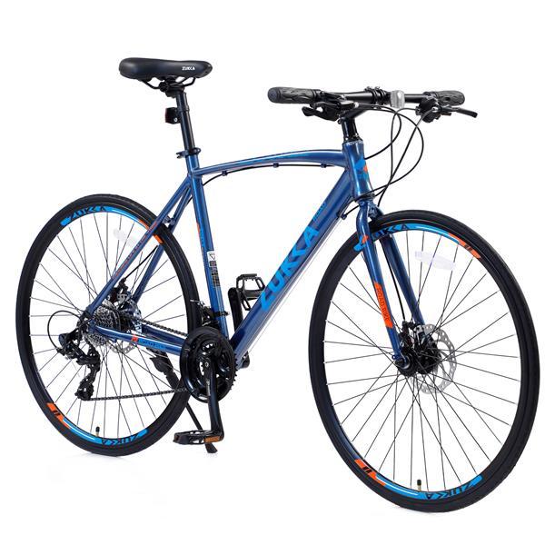 24 Speed Hybrid Bicycle Disc Brake 700C Road Bike, Suitable For Both Men And Women, City Bike Blue