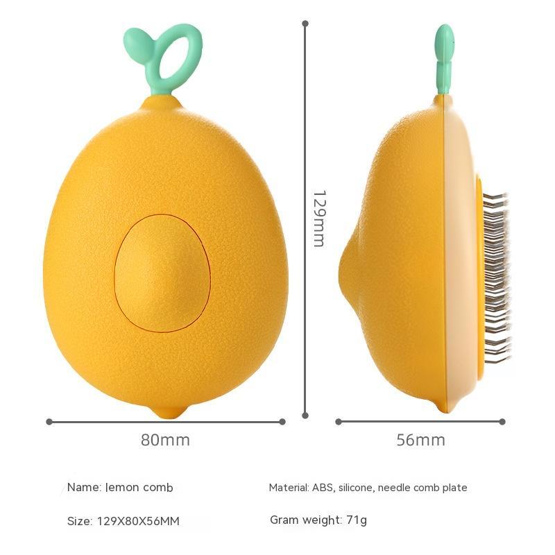 Cat Brush Hair Remover Cleaning Avocado Shaped Dog Grooming Tool Pet Combs Brush Stainless Steel Needle Pet Cleaning Care 13X8X5cm Lemon Yellow