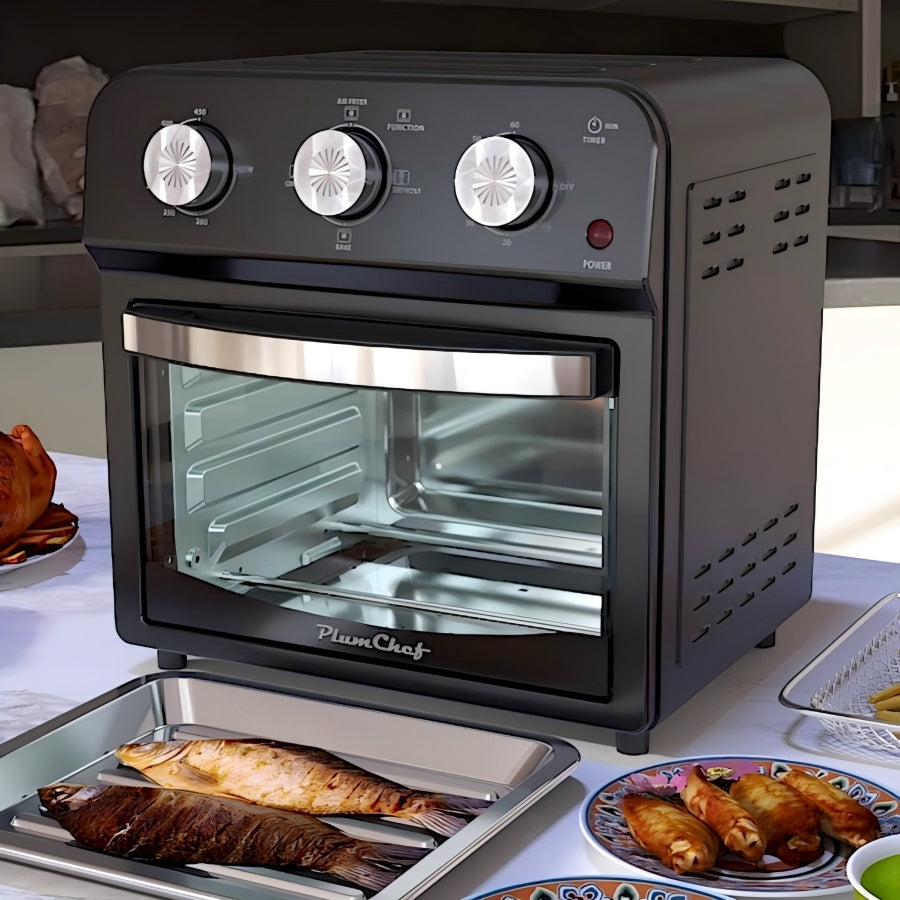 12.5 Qt Air Fryer With Advanced Multi-Function Cooking Grill, Air Fry, Defrost, Bake, Presets For French Fries, Pizza, Chicken, Fish, And Toast, Dual Knob Control